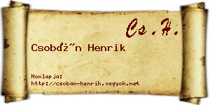 Csobán Henrik névjegykártya