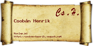 Csobán Henrik névjegykártya